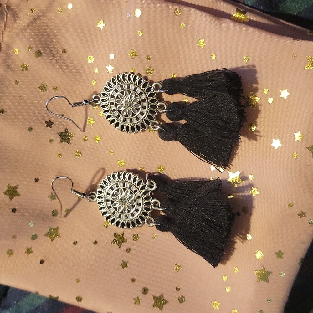 3 for $20 Black ruffles dangle earrings